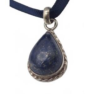 Lapis Lazuli Pendant in Silver, Bezel and Deep Blue Color